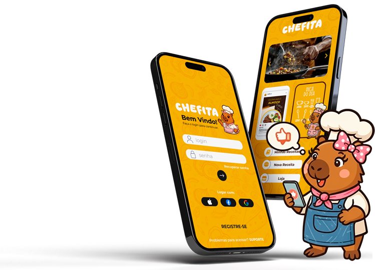 Mockup do smartphone com app Chefita
